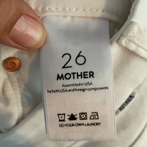 MOTHER JEANS white with navy tuxedo stripes THE LOOKER Ankle sz 26 EUC - Picture 5 of 9